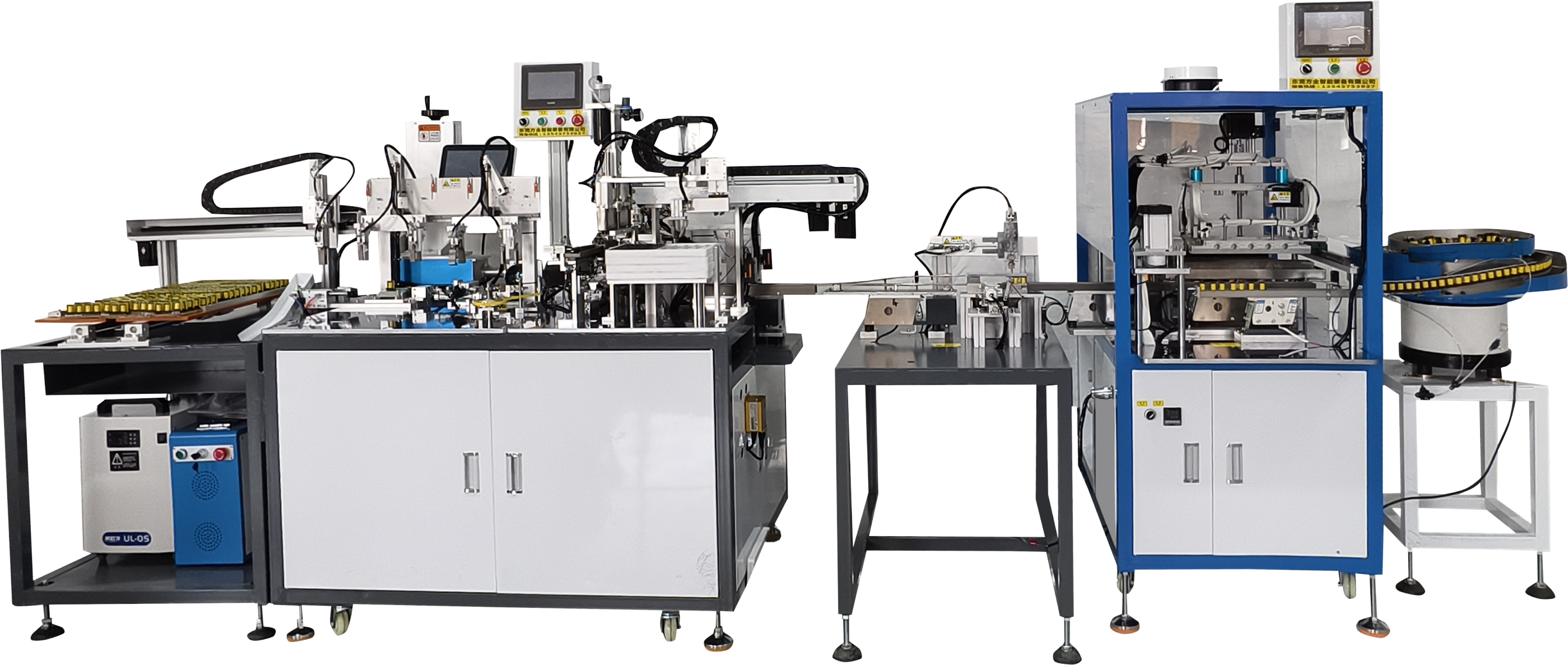 FA-550 焊锡+吸盘组装+包胶测试+打标+摆盘流水线