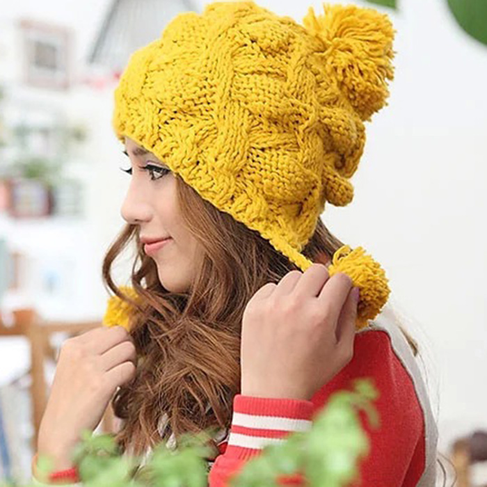 冬季女式针织毛线帽子